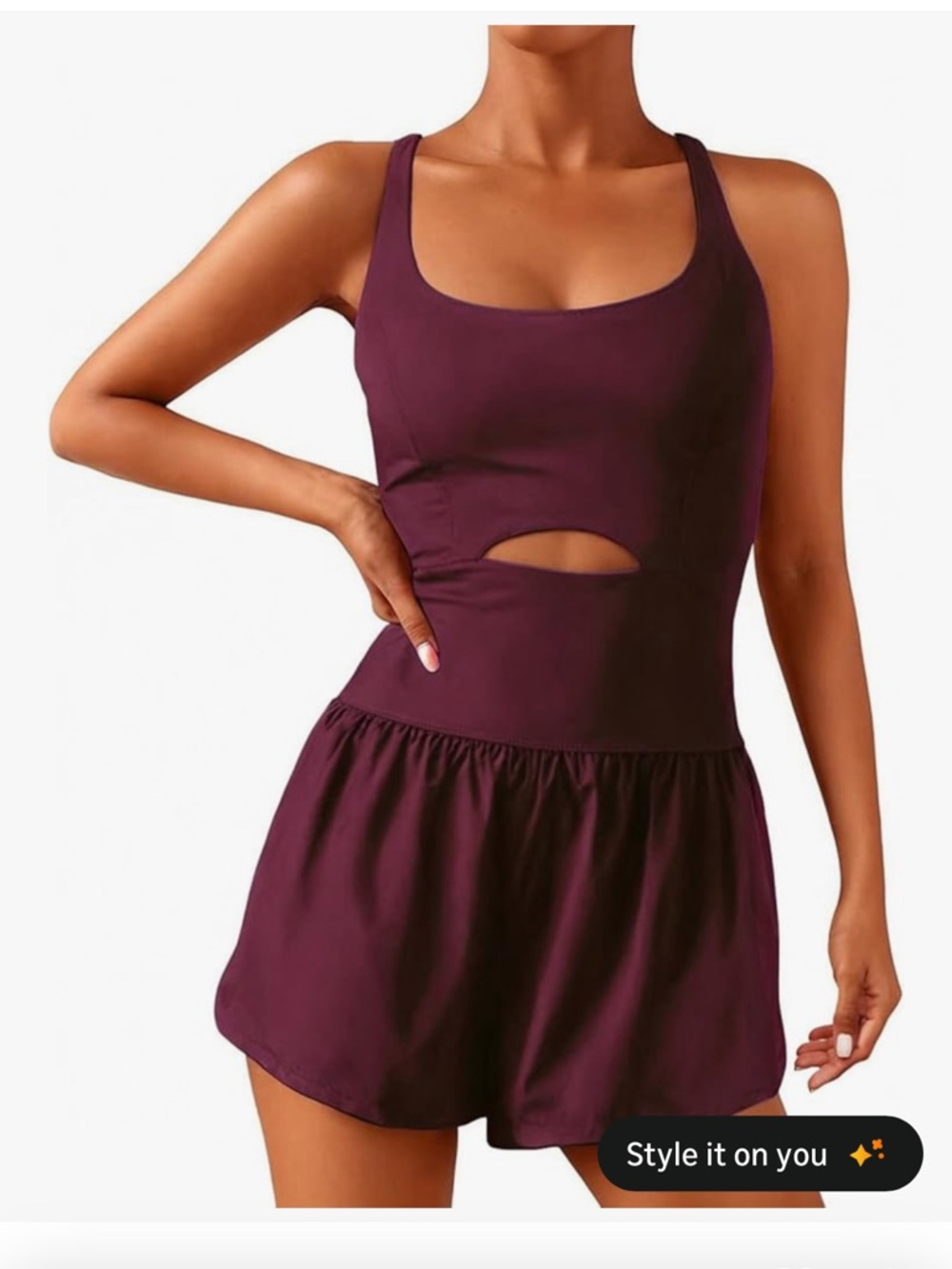 Plum Cutout Tank Romper Pajama - Women's Sleeveless Sleepwear